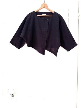 Vintage Asymmetrical Top 80s ITALY, Miss Marlin 70% cotton 30 linen Bl size 11